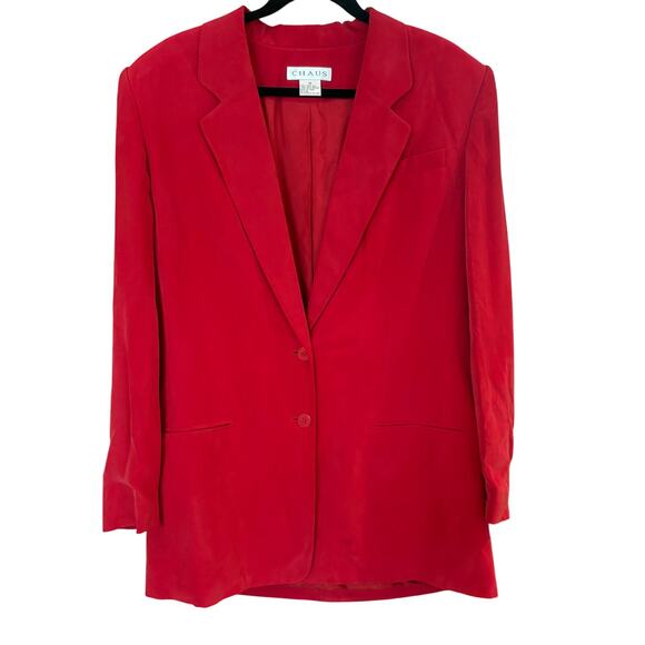 Chaus bright red silk womens blazer jacket SIZE 10 - Picture 1 of 4